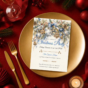 Invitation Fête de Noël Bleu Élégant