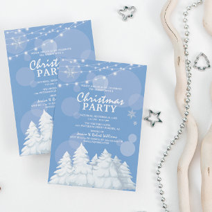 Invitation Fête de Noël Bleu Glace d'Hiver