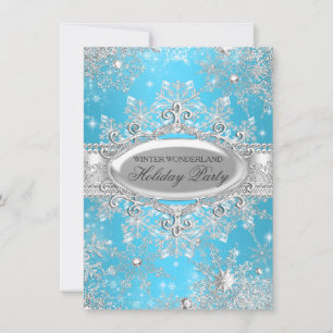 Invitation Fête de Noël Blue Winter Wonderland