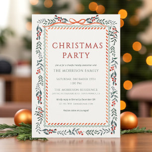 Invitation Fête de Noël Botanique hivernal Vacances