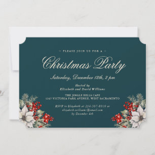Invitation Fête de Noël botanique verte élégante