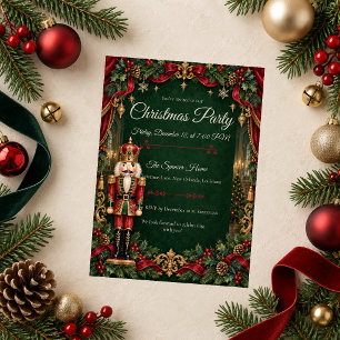 Invitation Fête de Noël Casse-Noisette Royale Émeraude