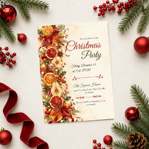 Invitation Fête de Noël Citrus Rustique