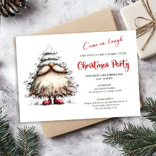 Invitation Fête de Noël Classique de Père Noël Drôle et Lumin