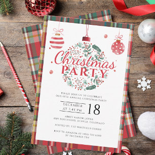 Invitation Fête de Noël classique en plastique