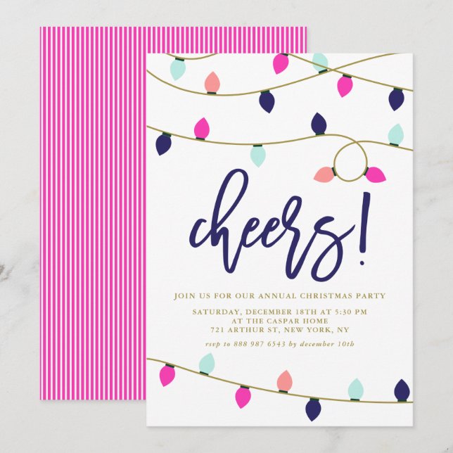 Invitation Fête de Noël colorée (Devant / Derrière)