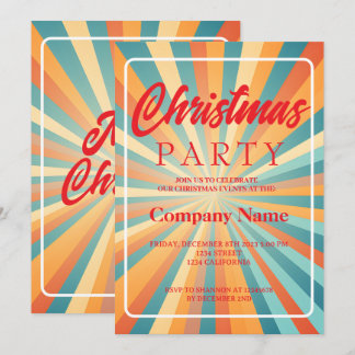 Invitation Fête de Noël colorée vintage joyeuse
