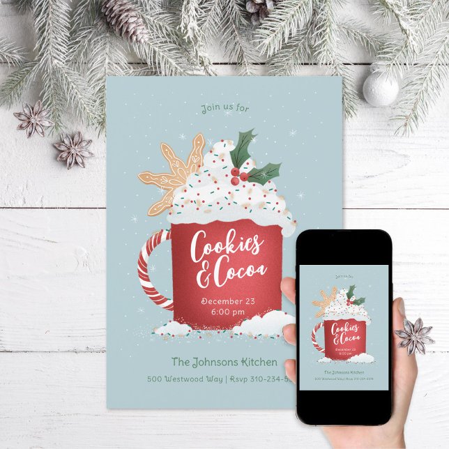 Invitation Fête de Noël Cookies et cacao (Créateur téléchargé)