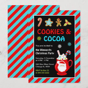Invitation Fête de Noël Cookies et Chocolat Chaud