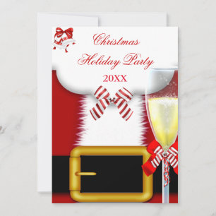 Invitation Fête de Noël Costume de Père Noël Champagne
