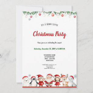 Invitation fête de Noël couleur aquarelle rouge et verte ador