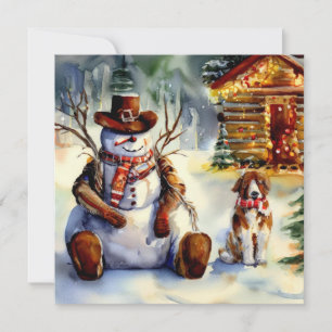 Invitation Fête de Noël Cowboy Snowman