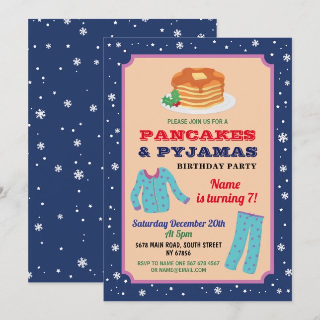 Invitation Fête de Noël d'anniversaire Pantalon de nuit & Crê (Devant / Derrière)