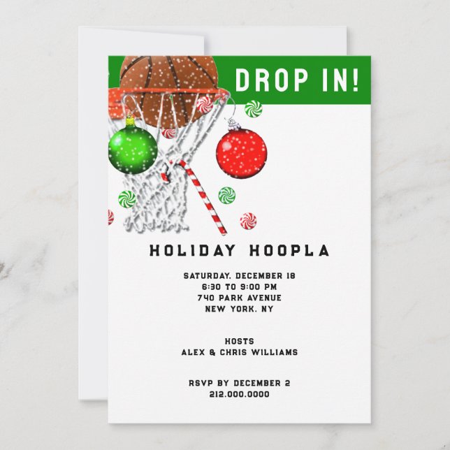 Invitation Fête de Noël de basket-ball (Devant)