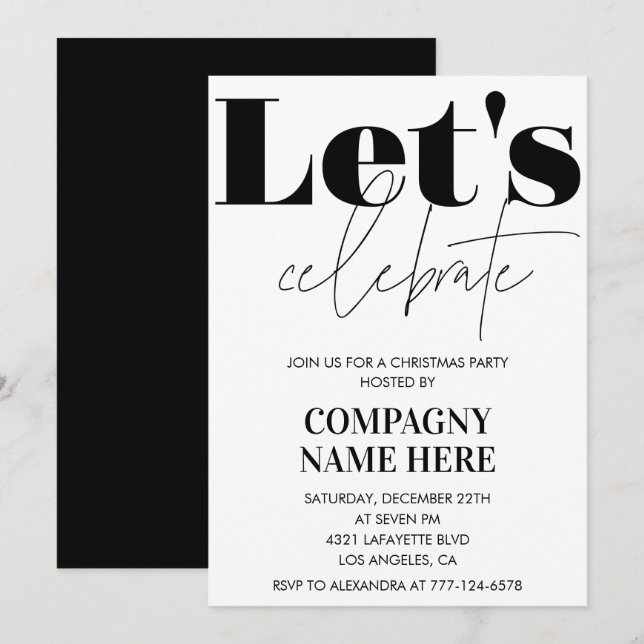 Invitation Fête de Noël de Black Company Fêtons Noël (Devant / Derrière)