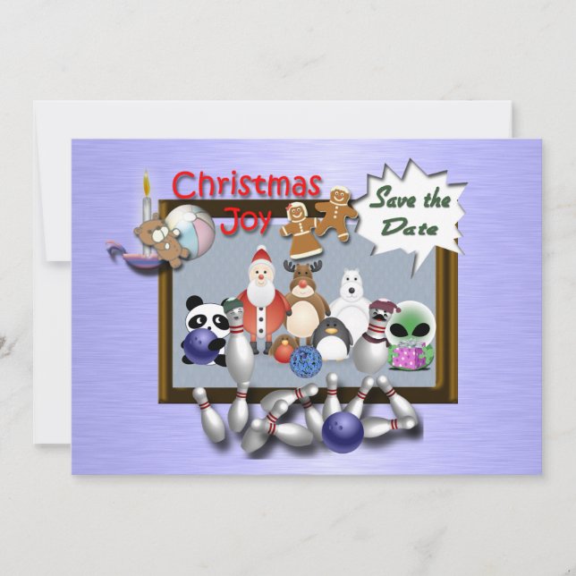 Invitation Fête de Noël de Bowling (Devant)