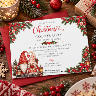 Invitation Fête de Noël de couples scandinaves cosy