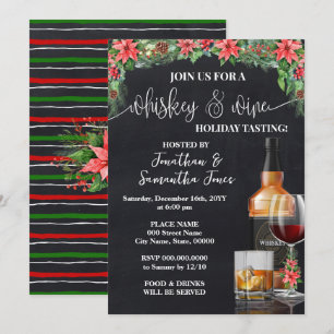 Invitation Fête de Noël de dégustation de Whisky & Vin