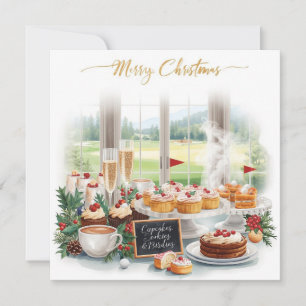 Invitation Fête de Noël de golf avec arrière-plan de terrain