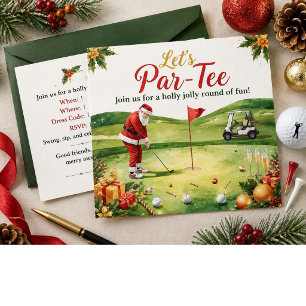 Invitation Fête de Noël de golf Par-tons avec le Père Noël 