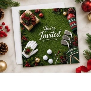 Invitation Fête de Noël de golfeur Par Tee Golf