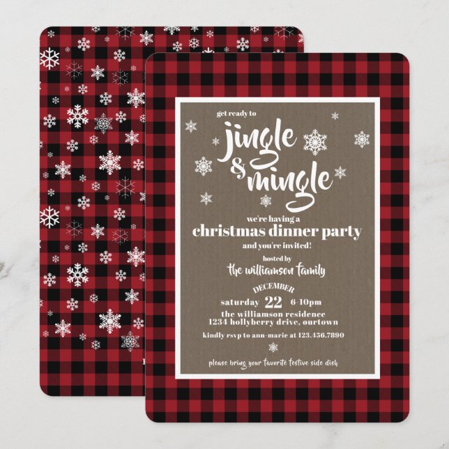 Invitation Fête de Noël de Jingle et Mingle (Devant / Derrière)
