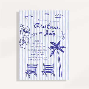 Invitation Fête de Noël de juillet sur la plage avec le Père
