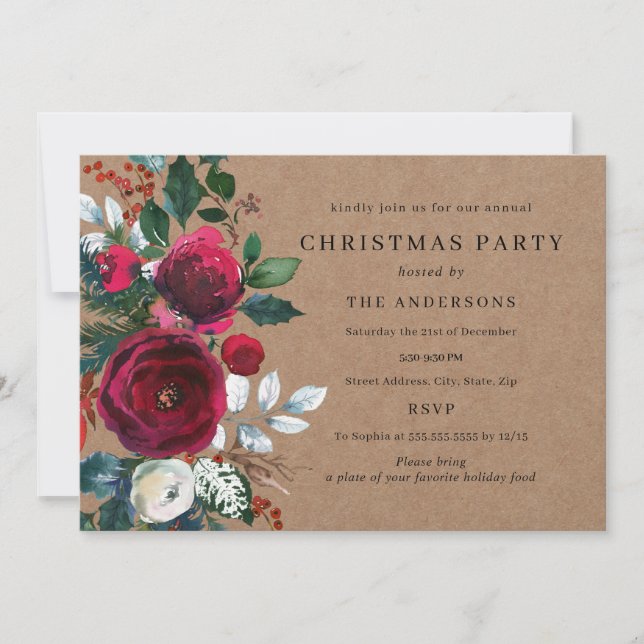 Invitation Fête de Noël de la Bourgogne verte d'hiver (Devant)