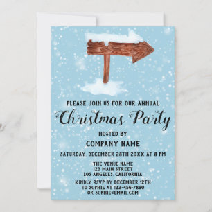 Invitation Fête de Noël de la compagnie de l'enseigne en bois
