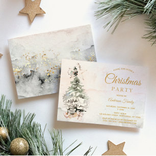 Invitation Fête de Noël de la famille de l'aquarelle rustique