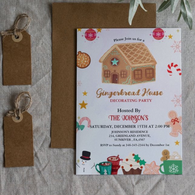 Invitation Fête de Noël de la Maison de pain d'épice (Créateur téléchargé)