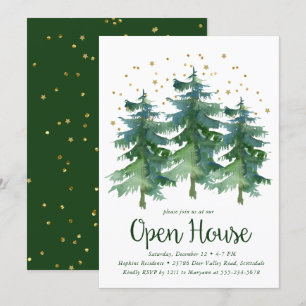 Invitation Fête de Noël de la Maison Ouverte en Forêt d'Hiver