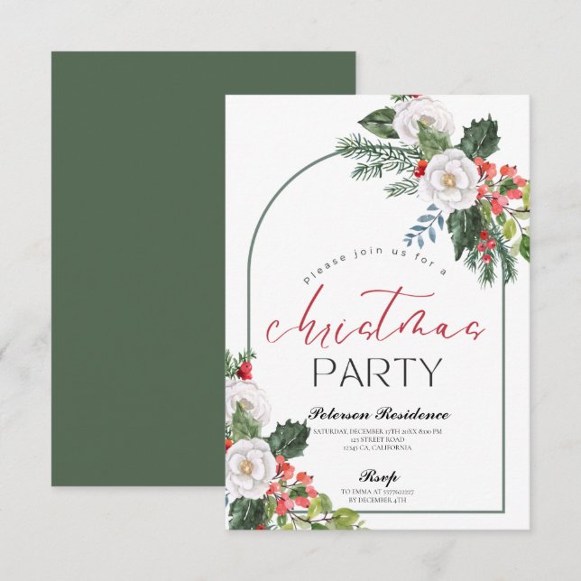 Invitation Fête de Noël de la marine de la pinède de neige mo (Devant / Derrière)