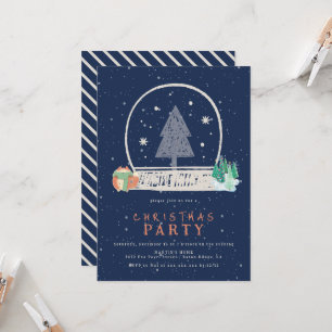 Invitation Fête de Noël de la Nuit vintage de neige d'hiver