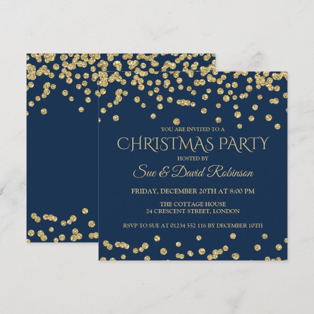 Invitation Fête de Noël de la Parties scintillant de l'Elégan (Devant / Derrière)