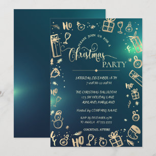 Invitation Fête de Noël de la société élégante or vert