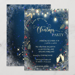 Invitation Fête de Noël de la société Holly Berry, Glass et L