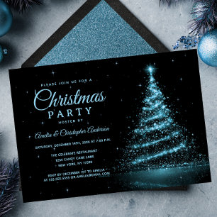 Invitation Fête de Noël de l'Arbre Lumière Bleu