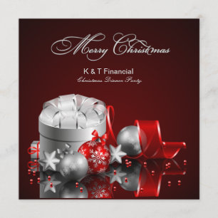Invitation Fête de Noël de l'élégante Silver and Red Corporat