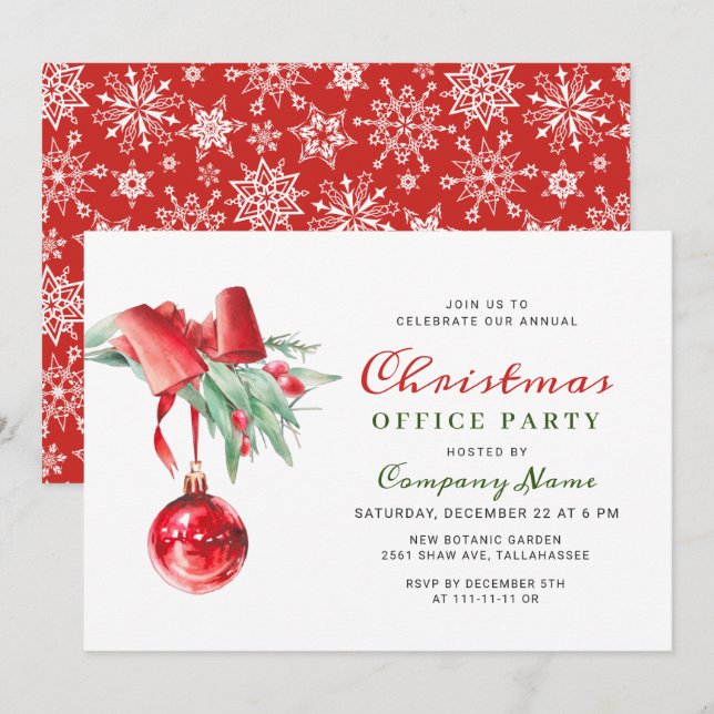 Invitation Fête de Noël de l'entreprise (Devant / Derrière)