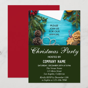 Invitation Fête de Noël de l'entreprise Rouge, Bleu & Vert