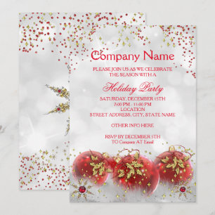 Invitation Fête de Noël de l'entreprise Rouge Or Blanc