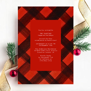 Invitation Fête de Noël de Noël en noir rouge peint