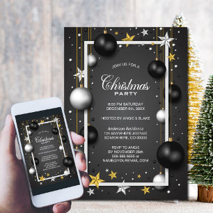 Invitation Fête de Noël de Noël noir blanc