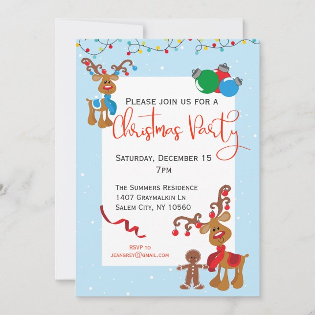 Invitation Fête de Noël de Noël Renne Rudolph (Devant)
