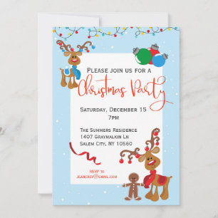 Invitation Fête de Noël de Noël Renne Rudolph