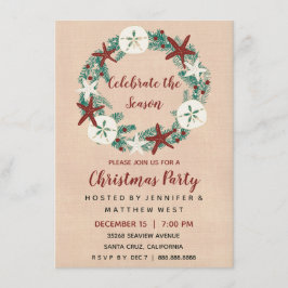 Invitation Fête de Noël de plage rustique côtière
