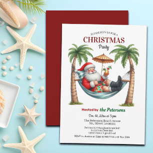 Invitation Fête de Noël de Santa sur une île tropicale