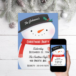 Invitation Fête de Noël de Snowman