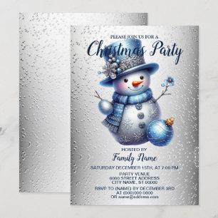 Invitation Fête de Noël de Snowman Élégants Vacances d'hiver